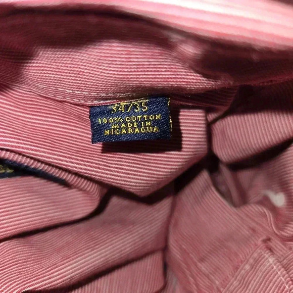 Club Room Mens Cotton Striped Long Sleeve Button Down Red Size 16.5 - Picture 7 of 9